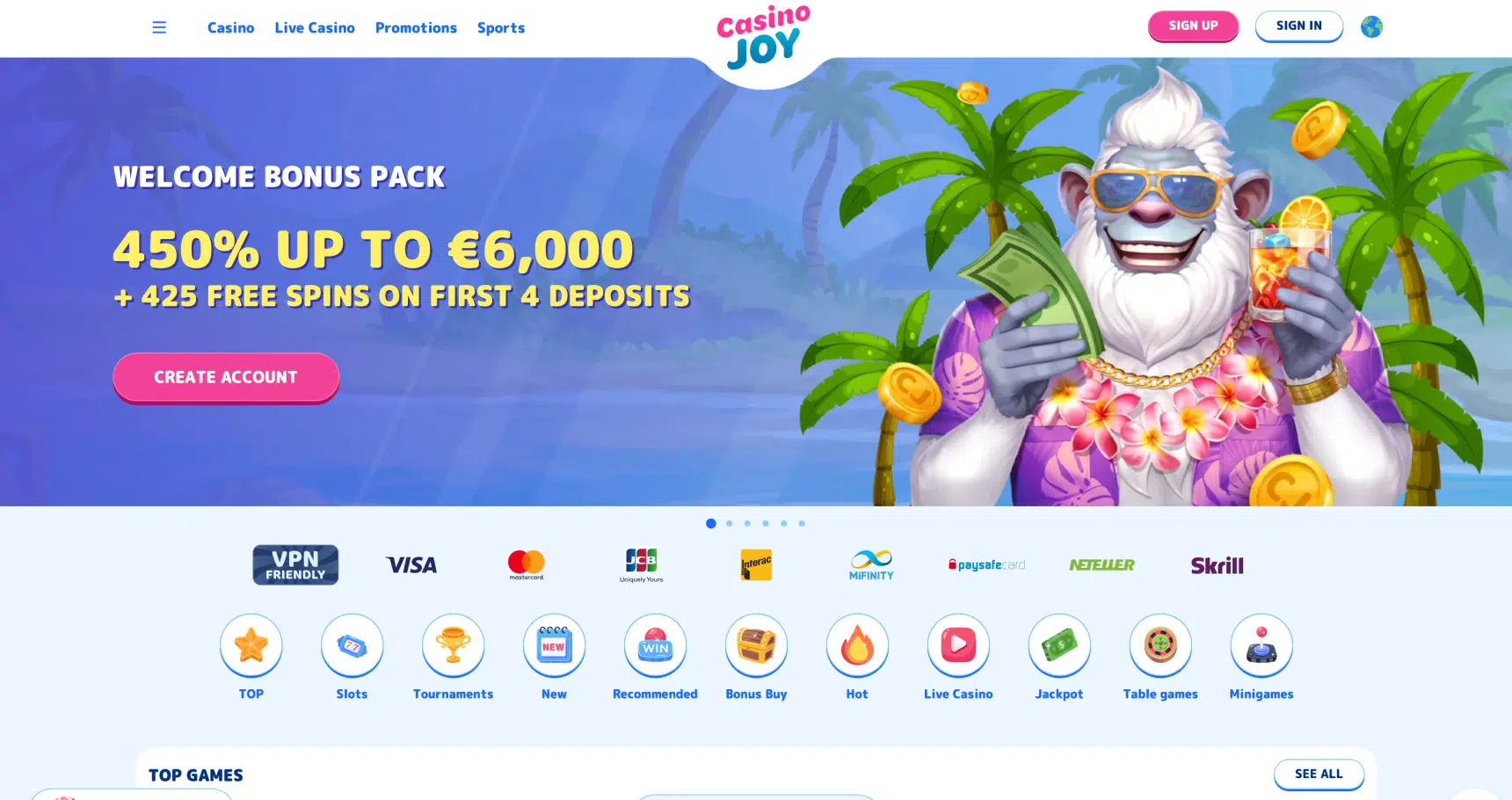 CasinoJoy pikakasino – pelivalikoima